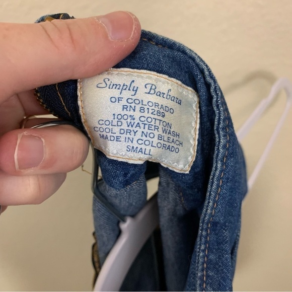 Vintage 90s 100% Cotton Denim Sleeveless Turtleneck Top Size S - Picture 5 of 5